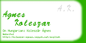 agnes koleszar business card