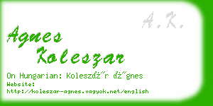 agnes koleszar business card